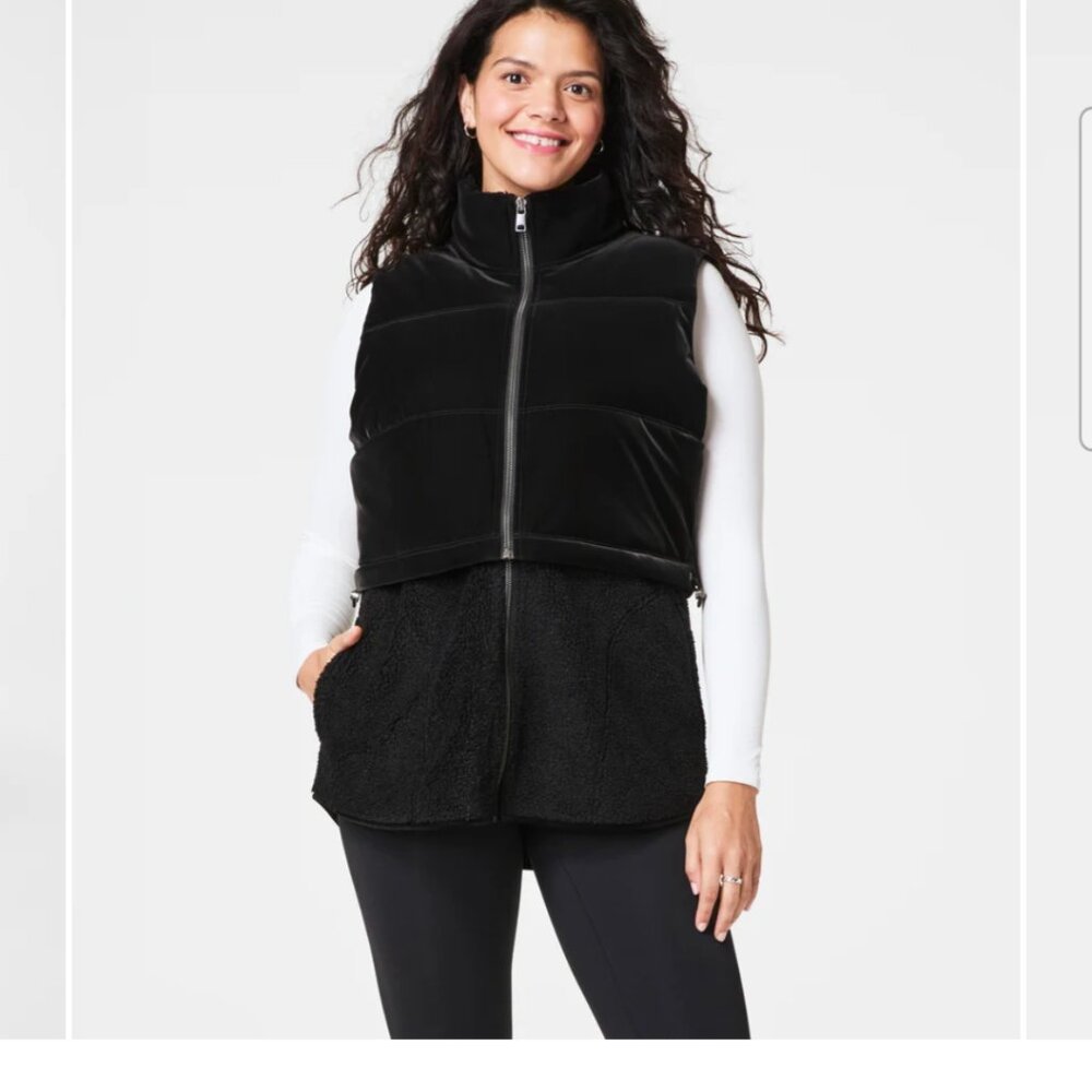 SPANX 2in1 Fleece Velour Vest - Medium - Black